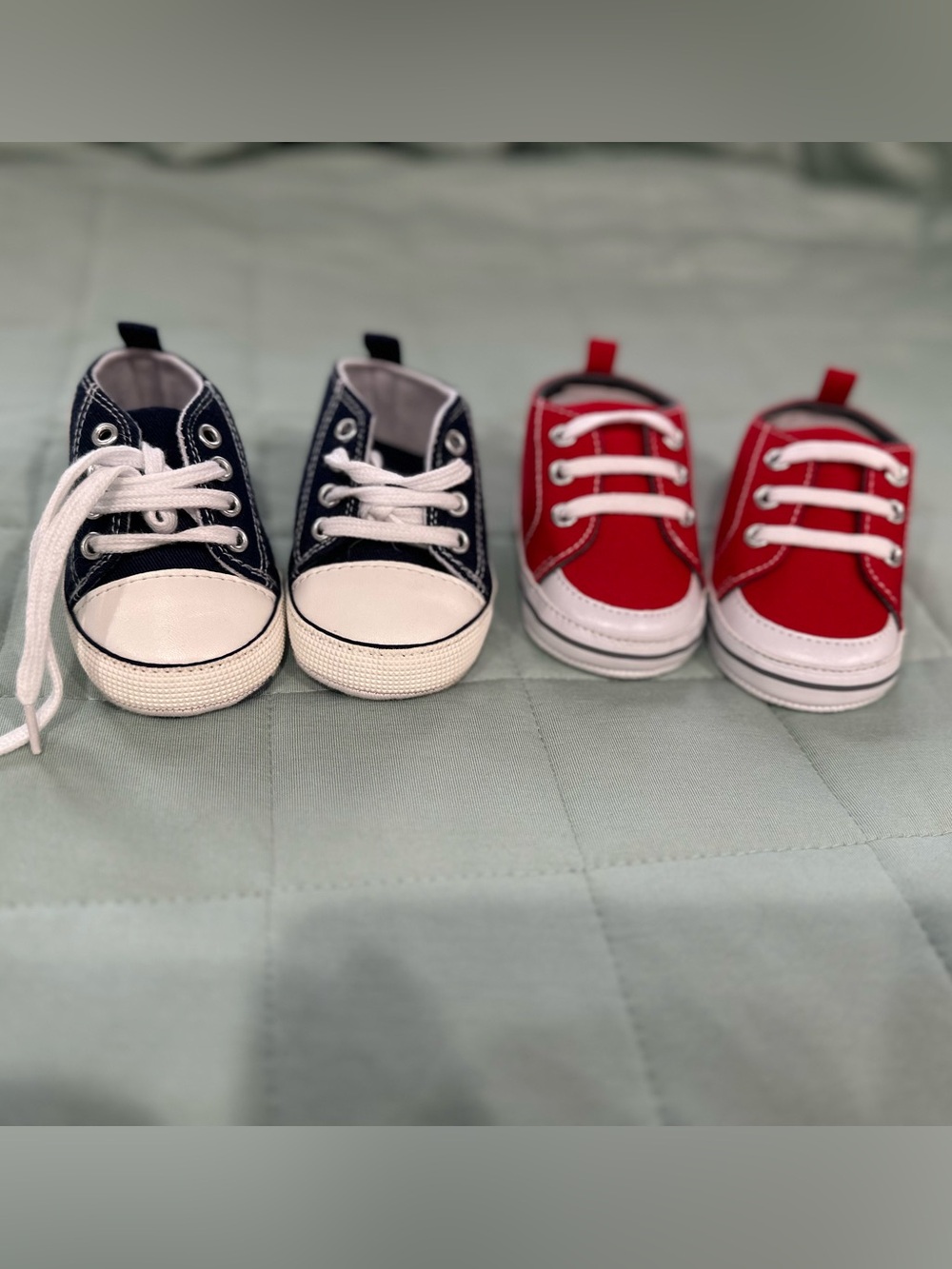Baby/Toddler Canvas Lace-Up Sneakers in Navy and Red